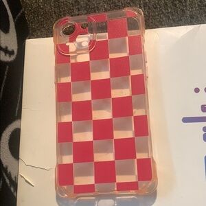 Checkered pink  and Clear Phone Case